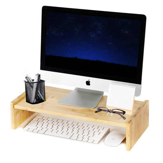KINLINK Solid Wood Monitor Stand Riser, Monitor Riser with 2 Adjustable Height, 15.8 inch Computer Riser for Computer, iMac, PC, Printer, Computer Monitor Stand for Home & Office, Natural