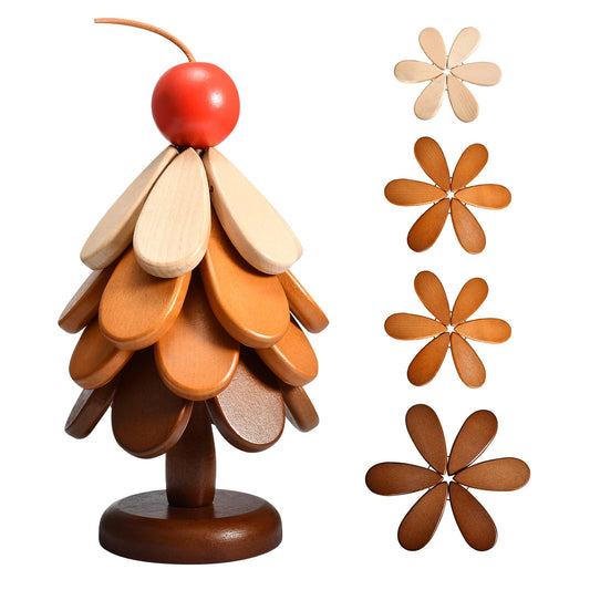 Wooden Christmas Tree Shaped Coasters for Home Décor, Enterway Decor, Dinner Table or Coffee Table Décor. Wooden Trivets for hot Dishes Wooden Tree Trivets Set for Hot Pans, Bowls or Plates. (Apple)