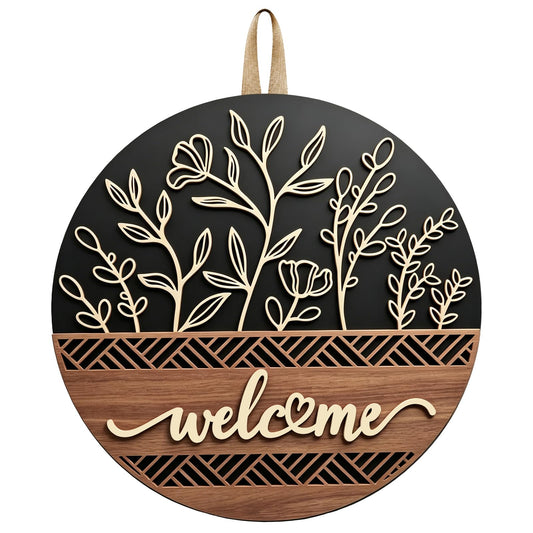 3D Welcome Sign for Front Door, Ultra Large 14in Front Door Wreath