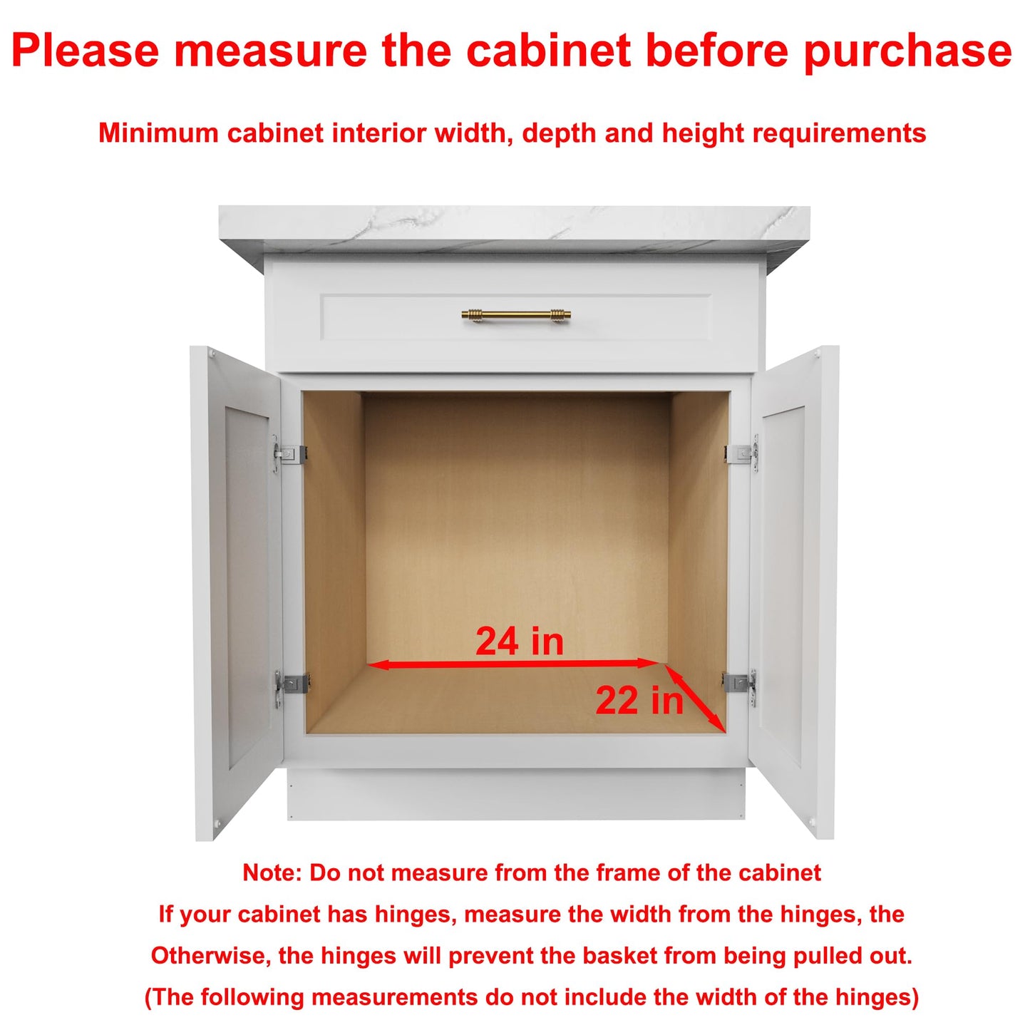 Sikarou Wood Pull Out Cabinet Organizer 2 Tie 23" W x 21" D, Heavy-Duty Sliding Drawers for Inside Cabinets Storage and Organization for Kitchen, Pantry, Bathroom
