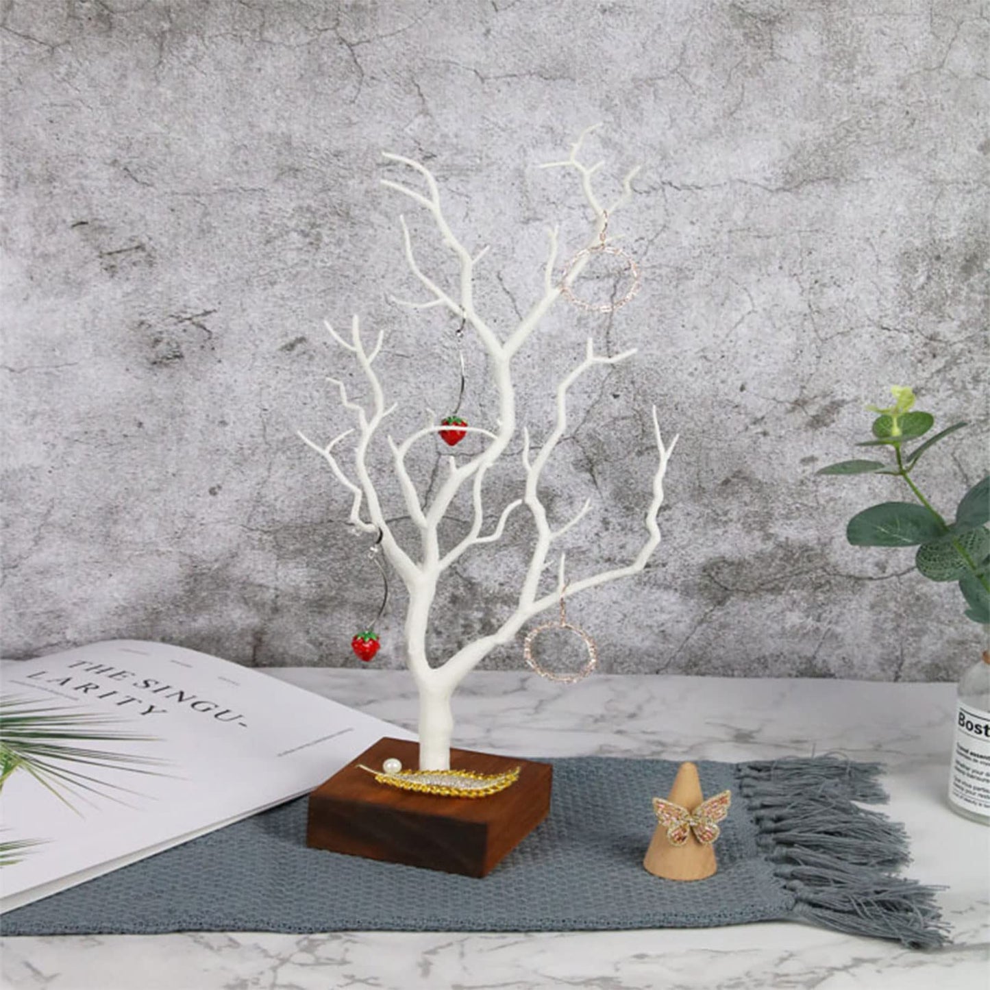 COPLKY Necklace Display Stand Tree Jewelry Display Jewelry Stand Earring Holder Necklace Bracelet Rack Holder Wood Display Jewelry Holder