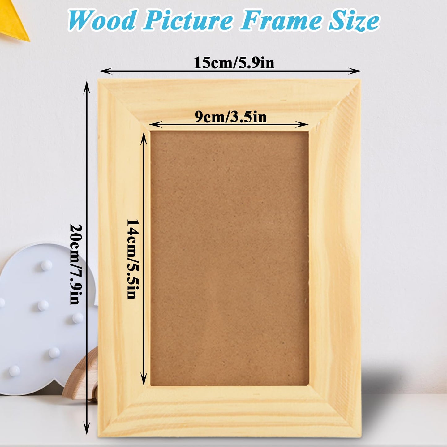 YOUNTHYE 12PCS Wooden Picture Frame for Crafts 4x6 Wooden Frame Unfinished Wood Frames Bulk Solid Wood Picture Frames Wood Frames for Photos Postcard Photo Frames Displays