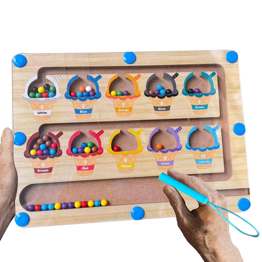 Wooden Alzheimer's Supplies for Seniors- Color and Number Matching Maze Board Suitable for Parkinson's Patients and Alzheimer's Patients - a Brain-Training Sensory Cognitive Maze Board