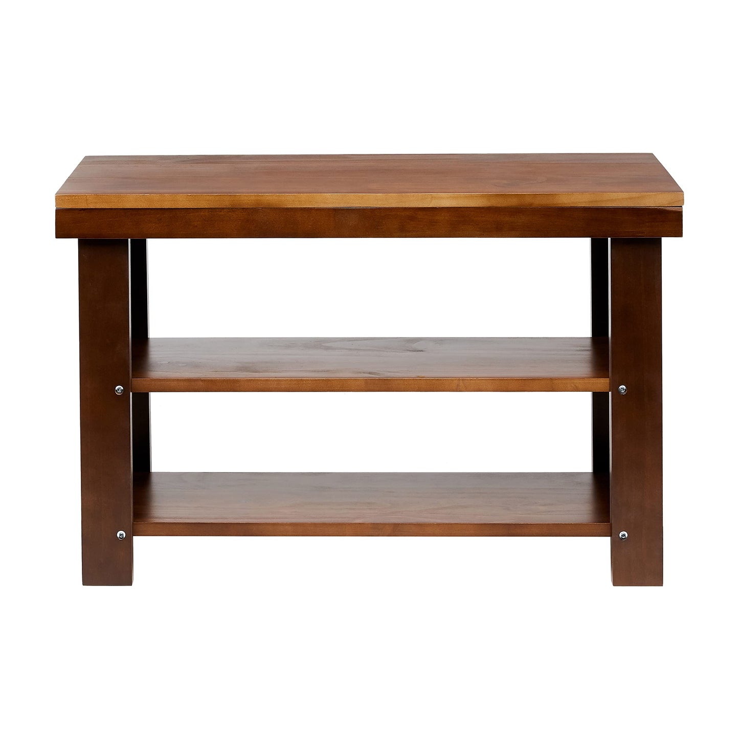 Amazon Basics Sturdy Solid Pine Wood Entryway Bench with Shoe Storage Organizer Rack, Espresso, 10.4"D x 27.56"W x 17.72"H