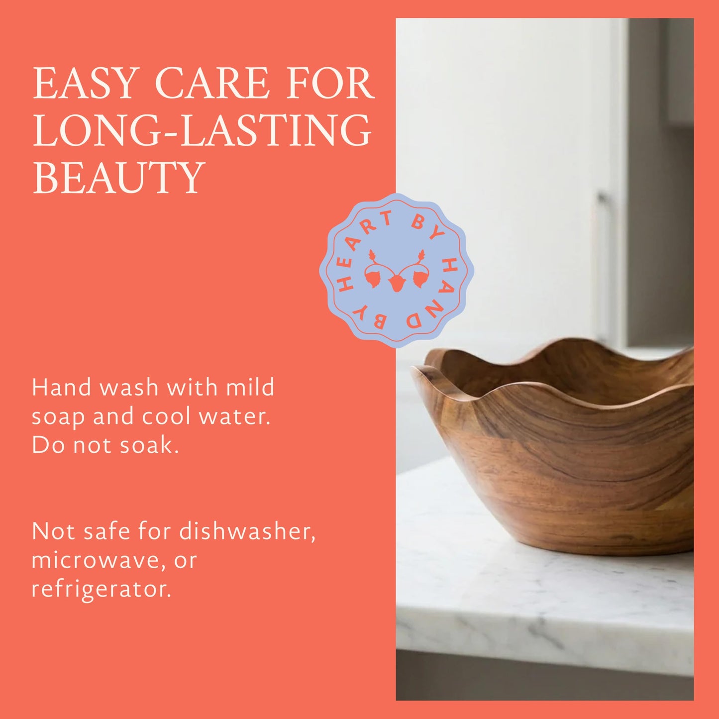 Mela Artisans 10 in Wide x 4 in Tall Scalloped Mango Wood Bowl – Hand-Carved Decorative Serving and Fruit Bowl with Visible Wood Grain for Kitchen Counter, Snacks, Bread and Home Decor