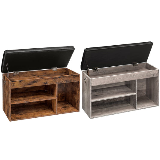 HOOBRO Shoe Storage Bench with Padded Cushion, Entryway Bench with Flip-Open Storage Box and Adjustable Shelf, Shoe Rack with Hidden Compartment, for Entryway, Living Room, BF-BG40HX01