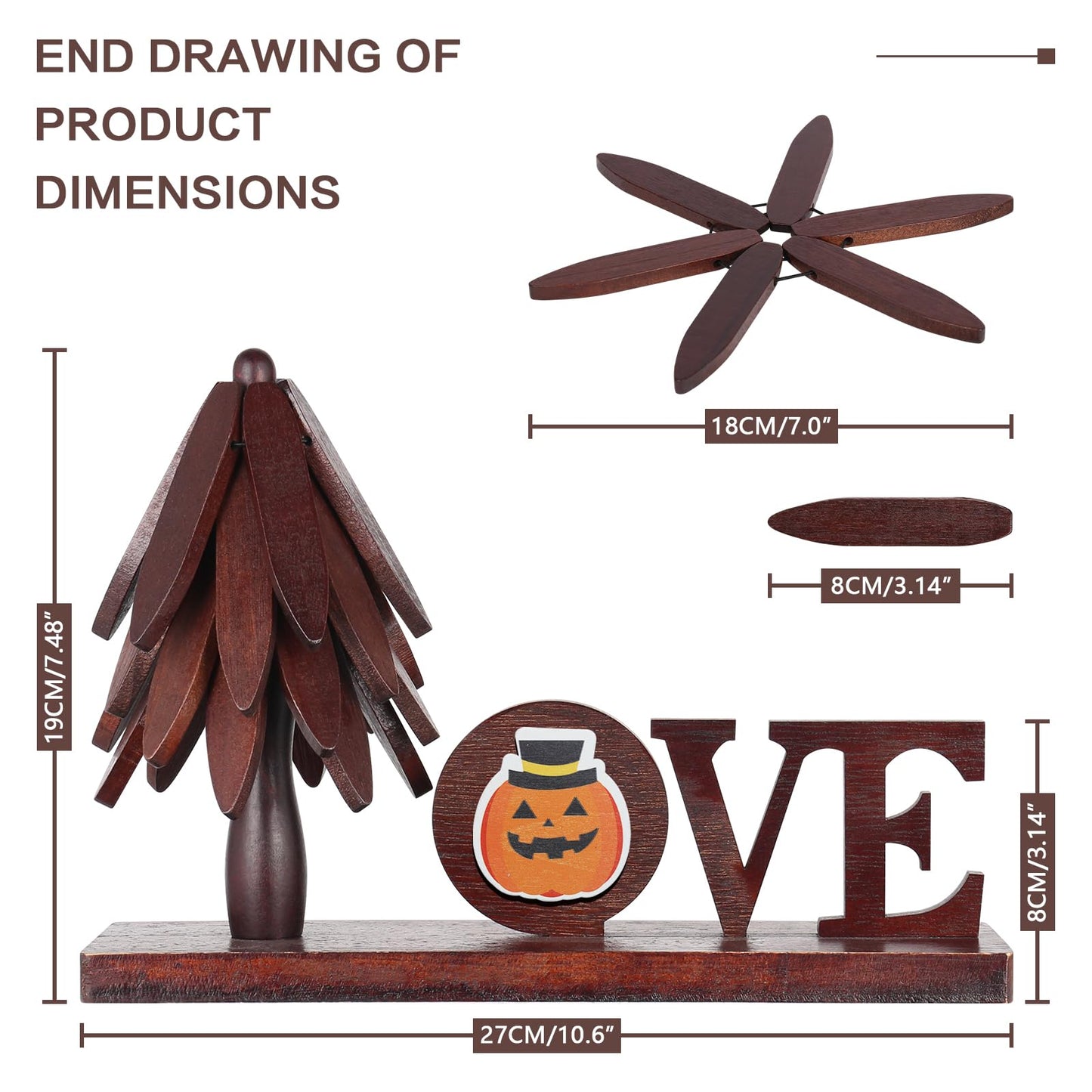 Wooden Trivets for Hot Dishes, 4 Piece Set Foldable Kitchen Wooden Trivet Interchangeable Love Sign, for Hot Dishes, Pot, Bowl, Teapot, Hot Pot Holder, for Home Table Valentines Day Mom Decor.