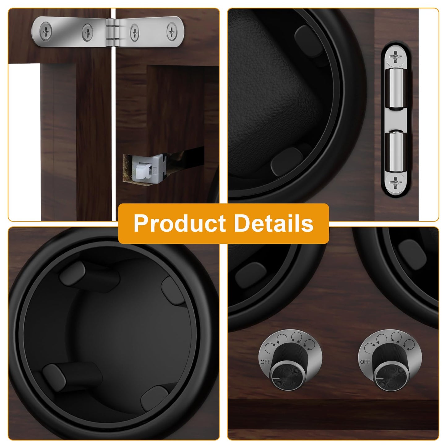 Domivans Watch Winder for Automatic Watches,8 Wooden Watch Rotating Case with LED Light,4 Rotation Modes, Elastic Watch Pillows Quiet Mabuchi Motor
