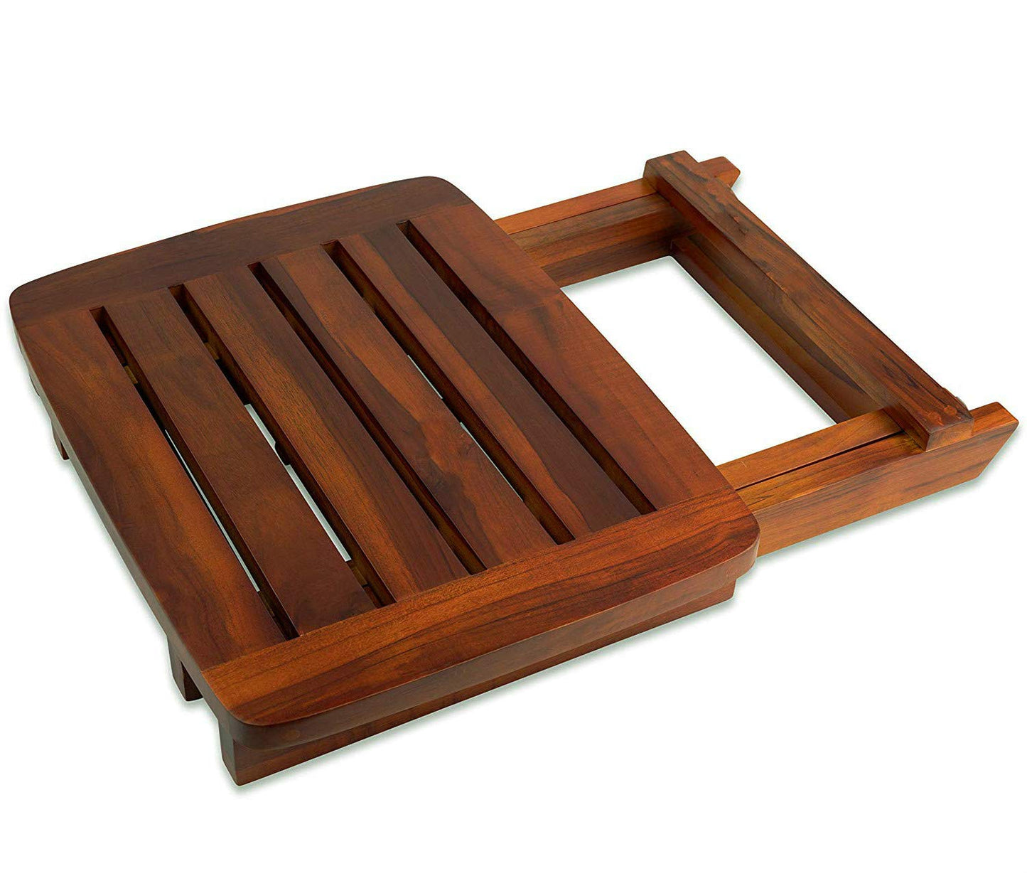 URFORESTIC Portable Shower Bench-Bamboo Folding Shower Stool Seat Chair Fully Assembled-Hold Up to 500 LBS