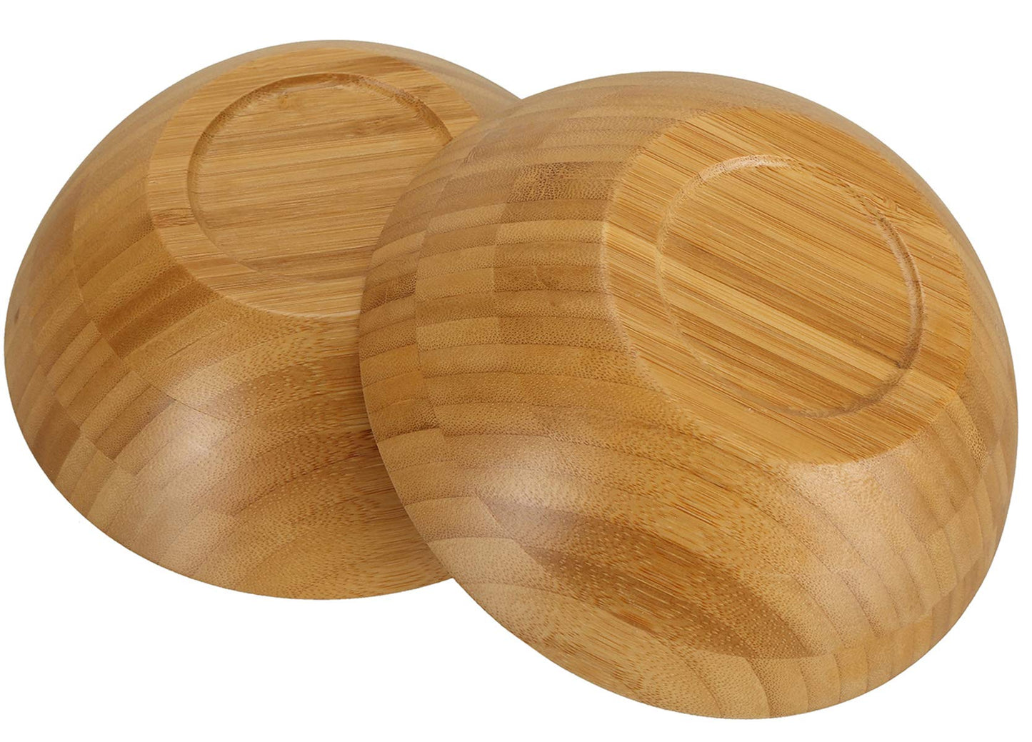 Lawei Set of 4 Bamboo Salad Bowls - 7 x 2.25 Inch Wood Serving Bowls Individual Meal Bowls Fruits, Salad, Pasta, Cereal, Rice and Snacks