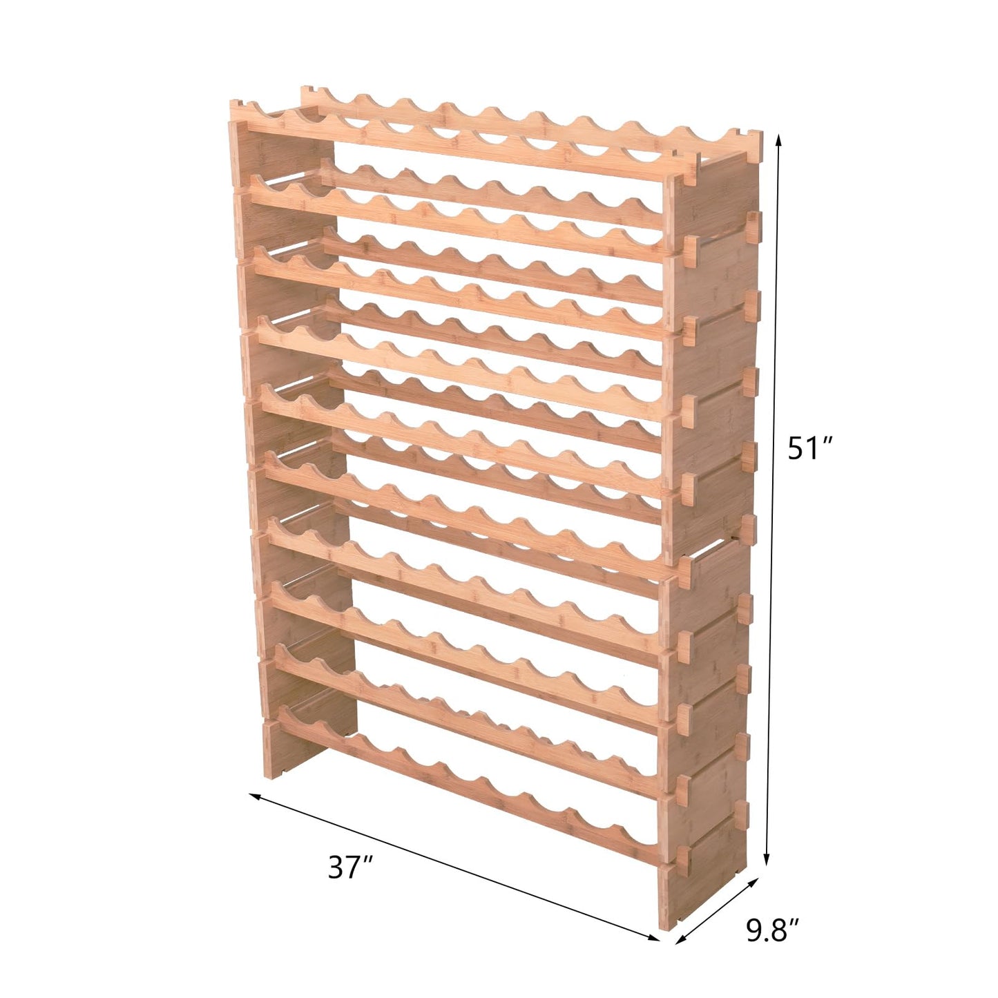 fcxagy 90 Bottle Bamboo Wine Rack Stackable Storage Freestanding Floor Wooden Modular fWine Rack Shelf