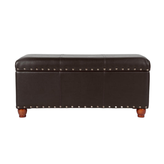 HomePop 40" Faux Leather Storage Cocktail Bench - Espresso