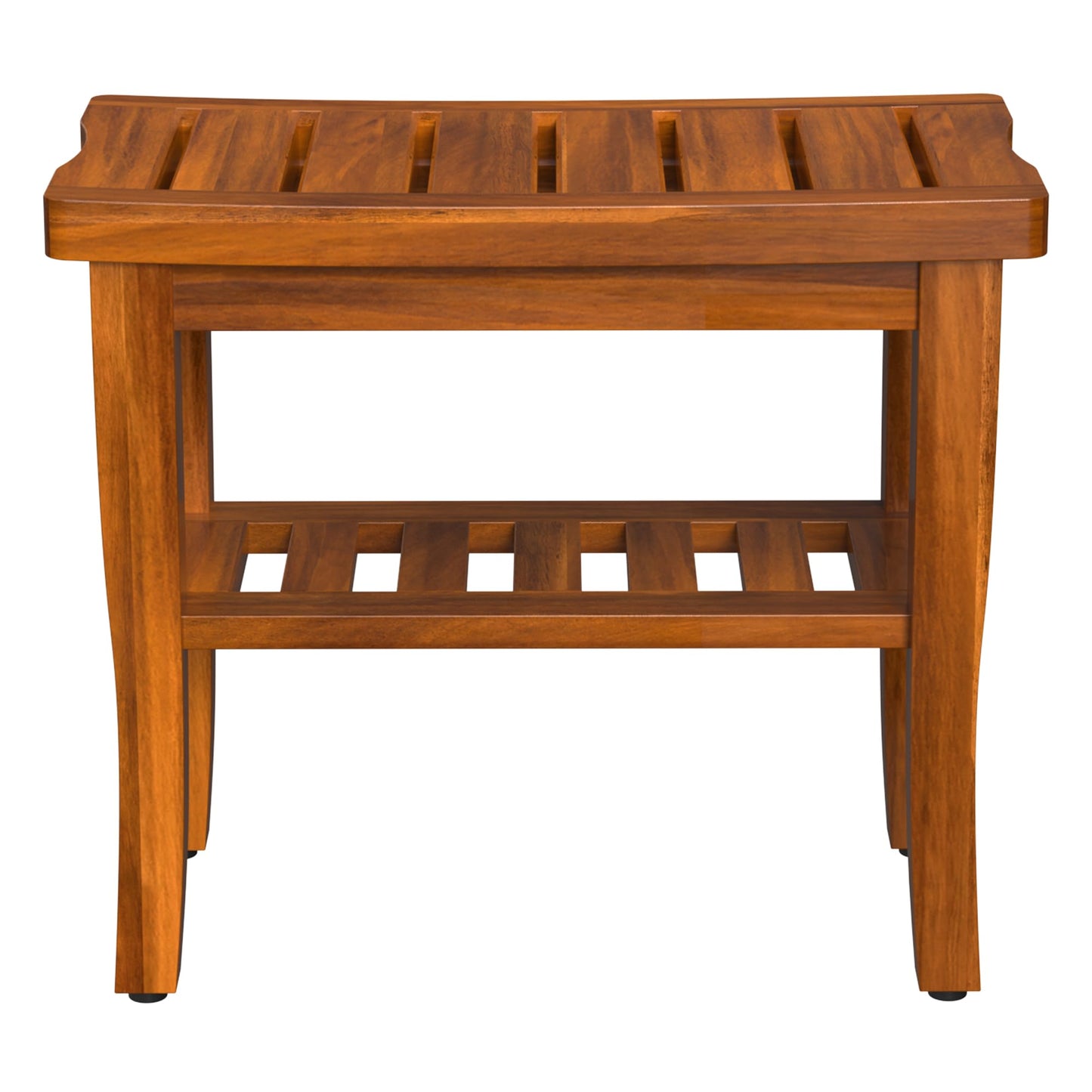 Teak Wood Shower Bench Stool with Storage Shelf, Wooden Waterproof Bathroom Spa Bathing Teak Shower Stool with Non-Slip Feet Gadget 2024 for Indoor or Outdoor Shower Chair Seat Organizer
