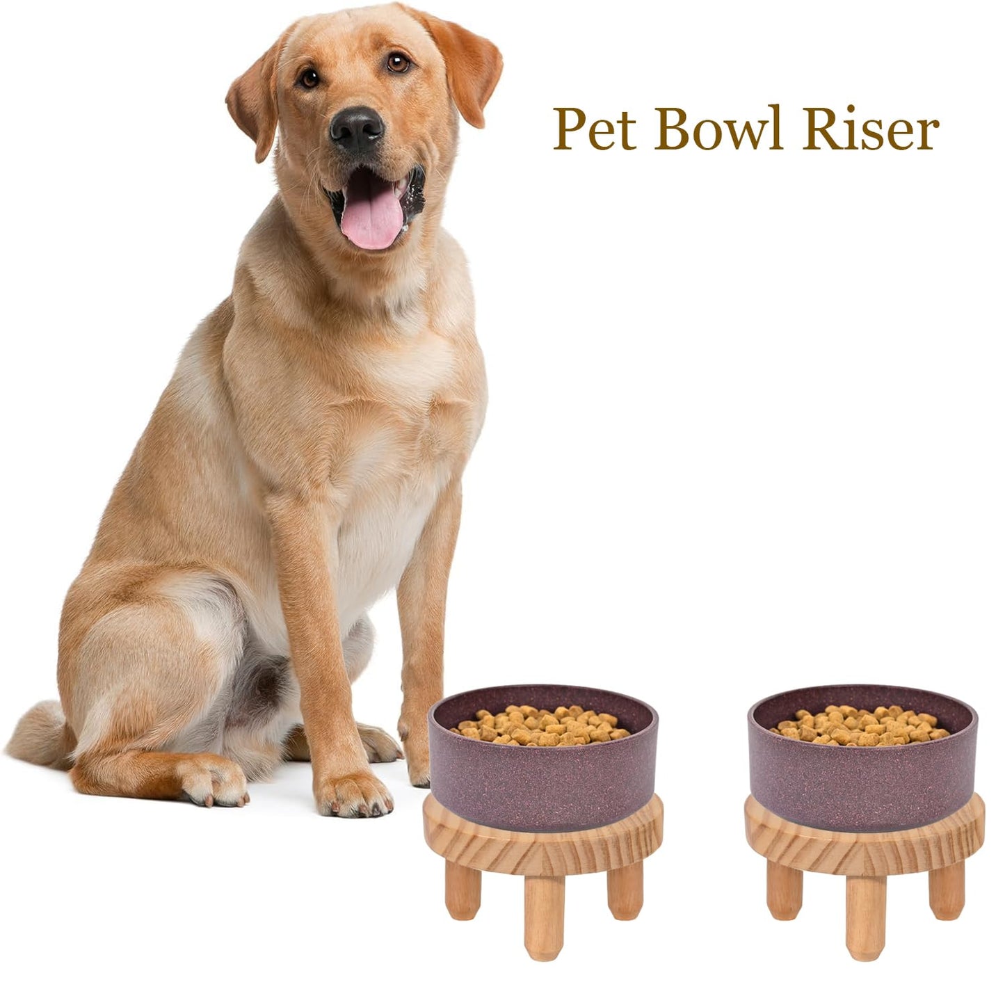 ARTORA Small Wooden Riser, Decorative Round Wood Desktop Plant Stand Mid Century Kitchen Counter Pedestal Stand for Centerpiece Pet Bowl Holder (Natural, 2 Pack)
