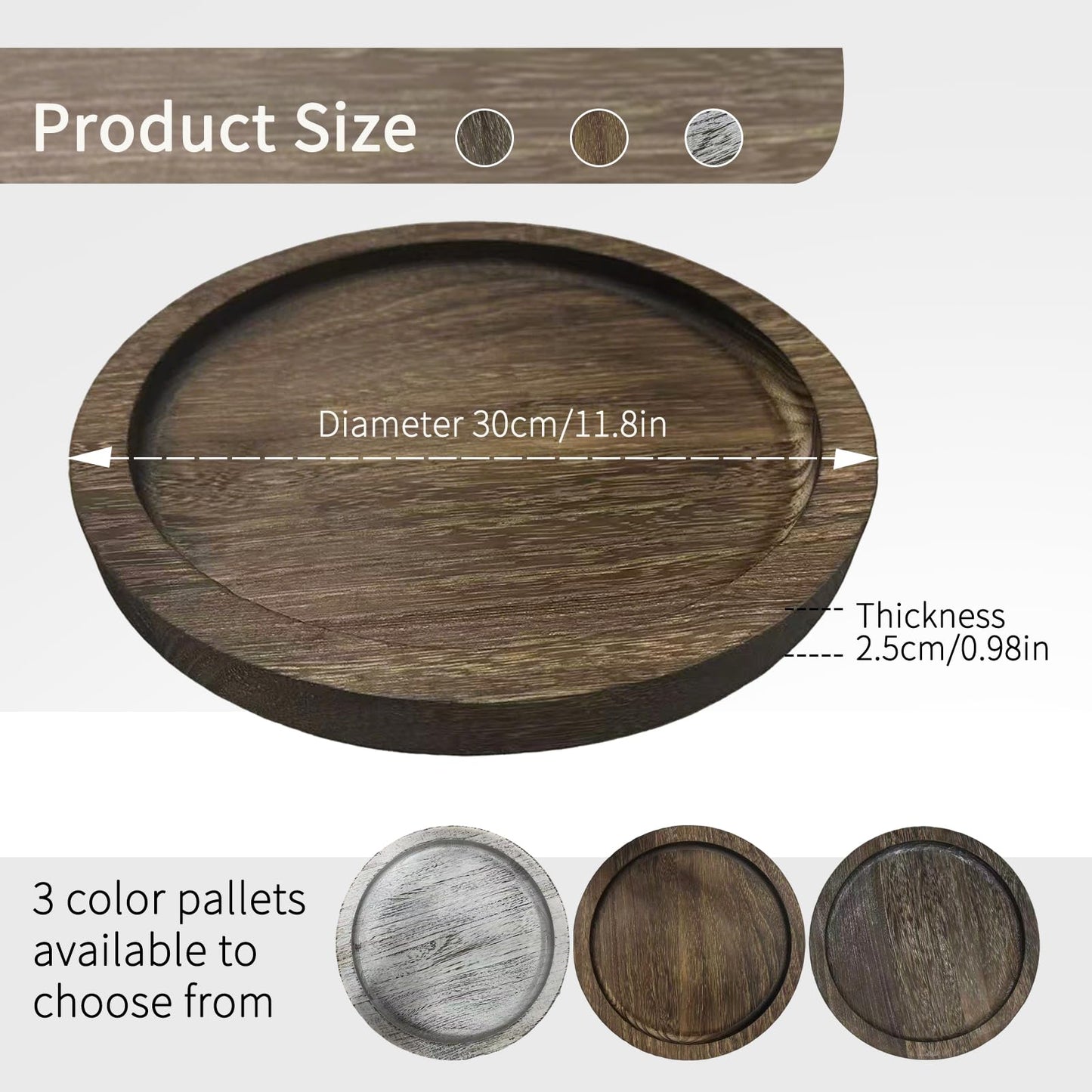 Ailhl Candle Plate Holder Tray: Round Wooden Decorative Candle Plate Small Farmhouse Table Centerpiece Rustic White Wood Tealight Pillar Trays for Home Decor (Distressed)