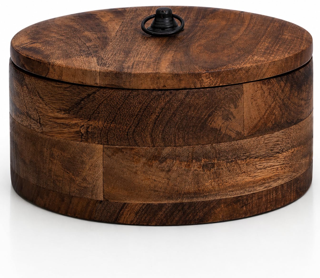 Handcrafted Wooden Mexican Tortilla Warmer Basket Chapati Roti Bread Holder Box Pancake Keeper Serveware Hot Pot Casserole Dish With Lid Home Kitchen Dining Decor, Natural Brown, 9 x 3.5 Inches