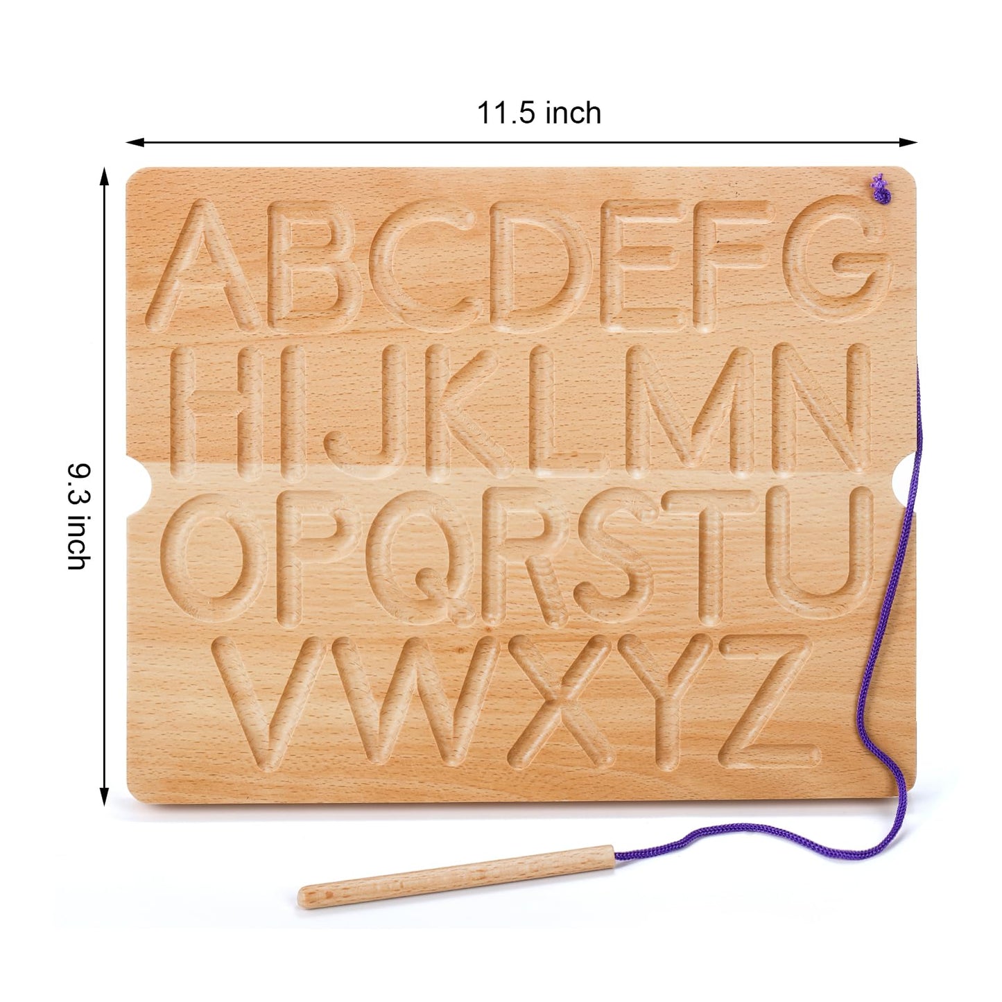 Suwimut Number & Letter Tracing Board, Portable Wooden Alphabet Learning Sensory Pad Board Montessori Toys for Kids Age 3-5, Double Sided Writing Tools for Beginner Preschool Classroom 3+ Years Old