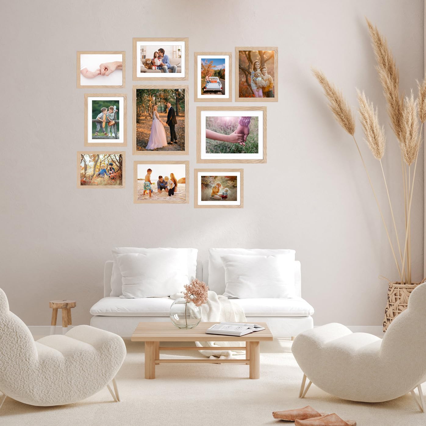 KTKDE 11x14 photo frames Set of 3 8 × 10 mats or 11x14 without MATS MDF covered wood grain paper frame, real glass 11 by 14 Studio Gallery Wall Art poster frame the best gift