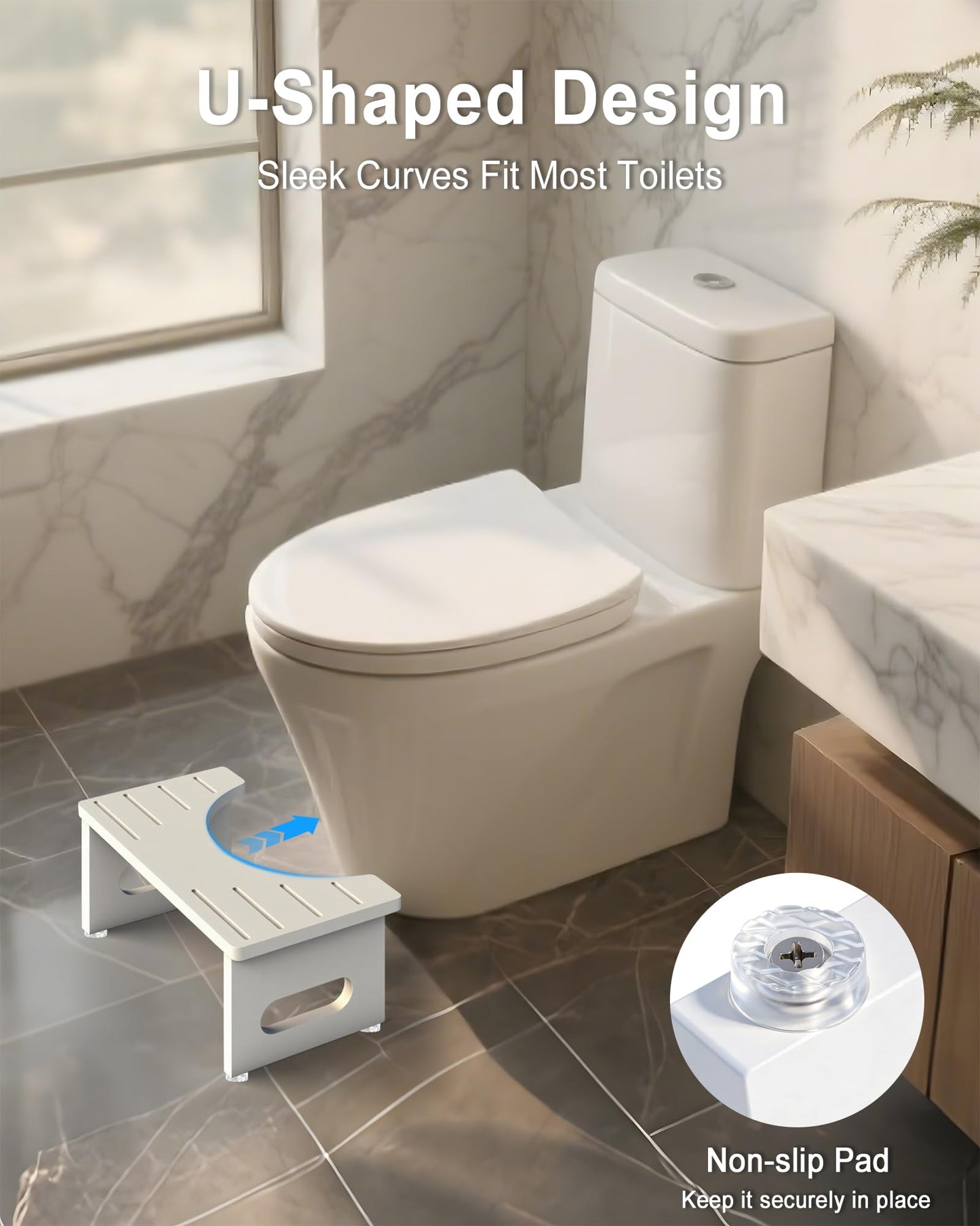 YOSE Squatting Potty for Adults, Foldable Bamboo Toilet Stool Squat Adult, No Assembly Required, Sturdy Poop Stool Adult for Small Bathrooms, Space-Saving Bathroom Foot Stool