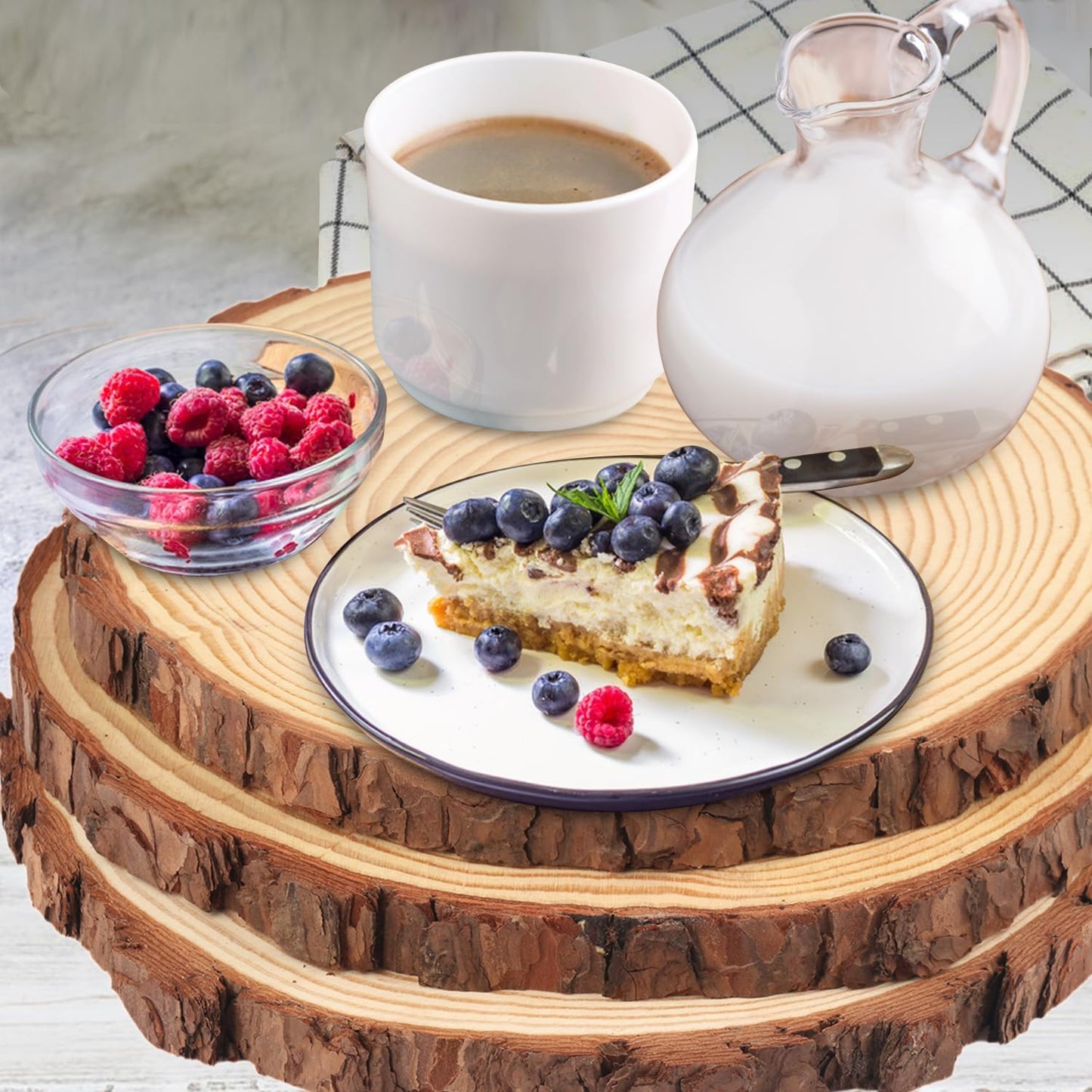 8 PCS 8-9 Inch Natural Wood Slices, Unfinished Pine Wood Circles with Barks for Coasters, DIY Crafts, Christmas Rustic Wedding Ornaments and Centerpieces,by GNIEMCKIN.