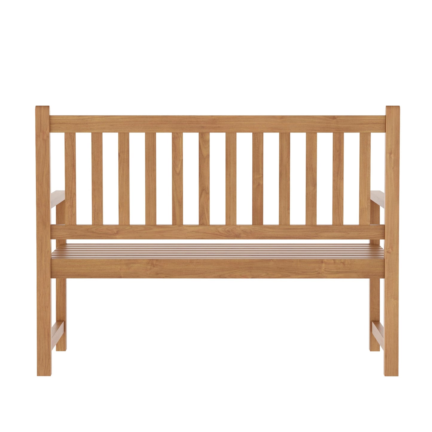 Flash Furniture Adele Commercial Indoor/Outdoor Acacia Wood Bench, 2-Person Slatted Patio Loveseat, for Use in Yard, Garden, Porch, or Park, Brown