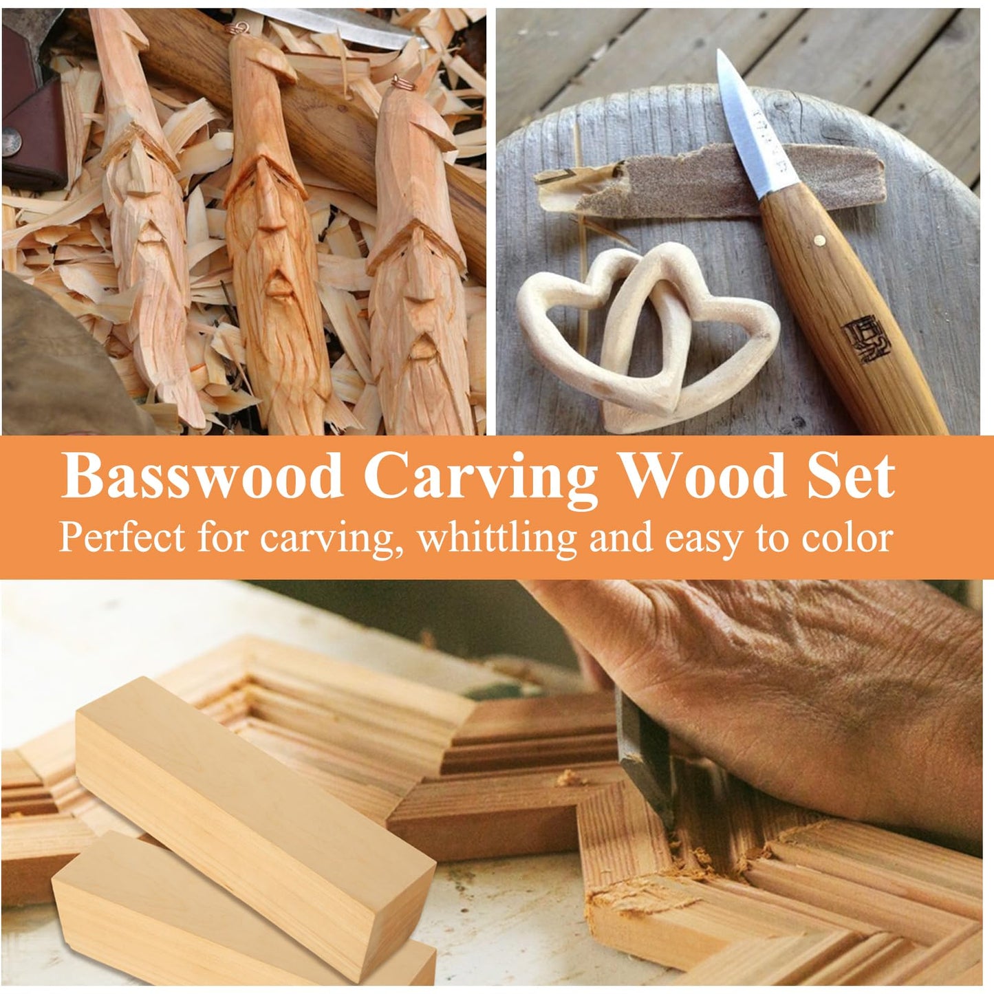 Acrux7 10 x 4 x 3 Inch Basswood Carving Blocks, Unfinished Bass Wood Block for Carving, Whittling, DIY Crafts, Beginner and Experts, Easy to Carve