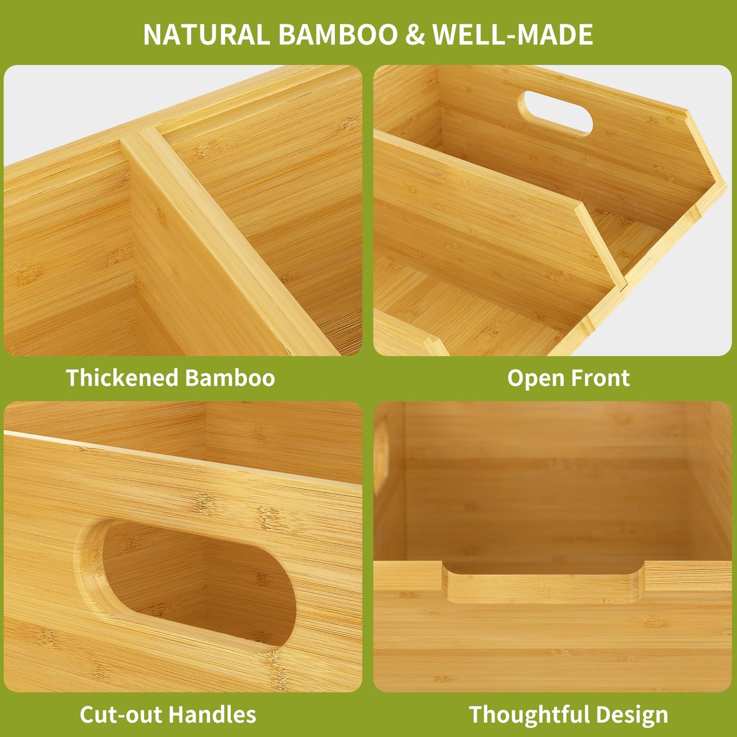 Bambition Bamboo Pantry Storage Bins, Stackable Potato and Onion Storage Bin for Kitchen Countertop, Wood Pantry Organizer Baskets for Fruit Vegetable Snack