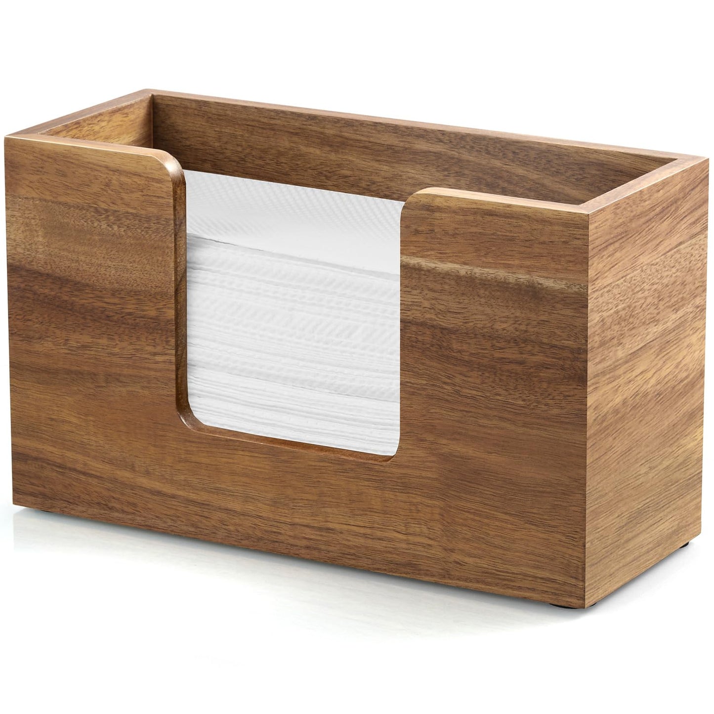 Paper Towel Dispenser Countertop, Acacia Wood Bathroom Paper Towel Holder, Napkin Holder for Kitchen, Multifold C-Fold, Z-Fold, Trifold for Bathroom Toilet Home