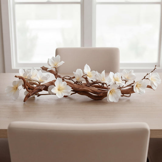 Modern Farmhouse Dining Table Centerpiece, Magnolia Driftwood