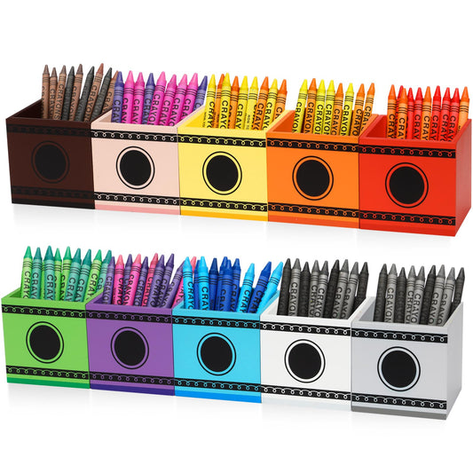 Threehoney 10 Pcs Crayon Organizer Crayon Holder Wooden Colored Pen Holder Dispenser Marker Storage for Back to School for Classroom School Art Supplies(3.2x 3.2x3.2in)