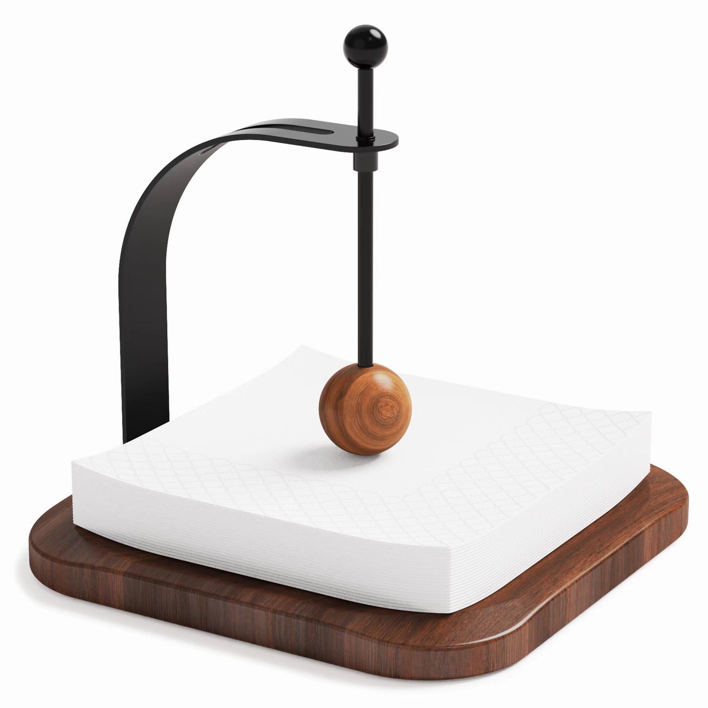 Walnut Napkin Holder for Table Wood Square Napkin Dispenser with Metal Cocktail Napkin Holder, Suitable for Kitchen, Restaurant, Bar, Office, Parties, Home Décor (Black Walnut Wood)