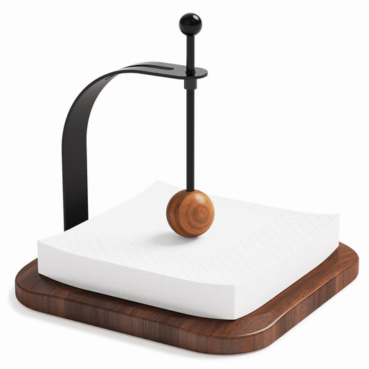 Walnut Napkin Holder for Table Wood Square Napkin Dispenser with Metal Cocktail Napkin Holder, Suitable for Kitchen, Restaurant, Bar, Office, Parties, Home Décor (Black Walnut Wood)