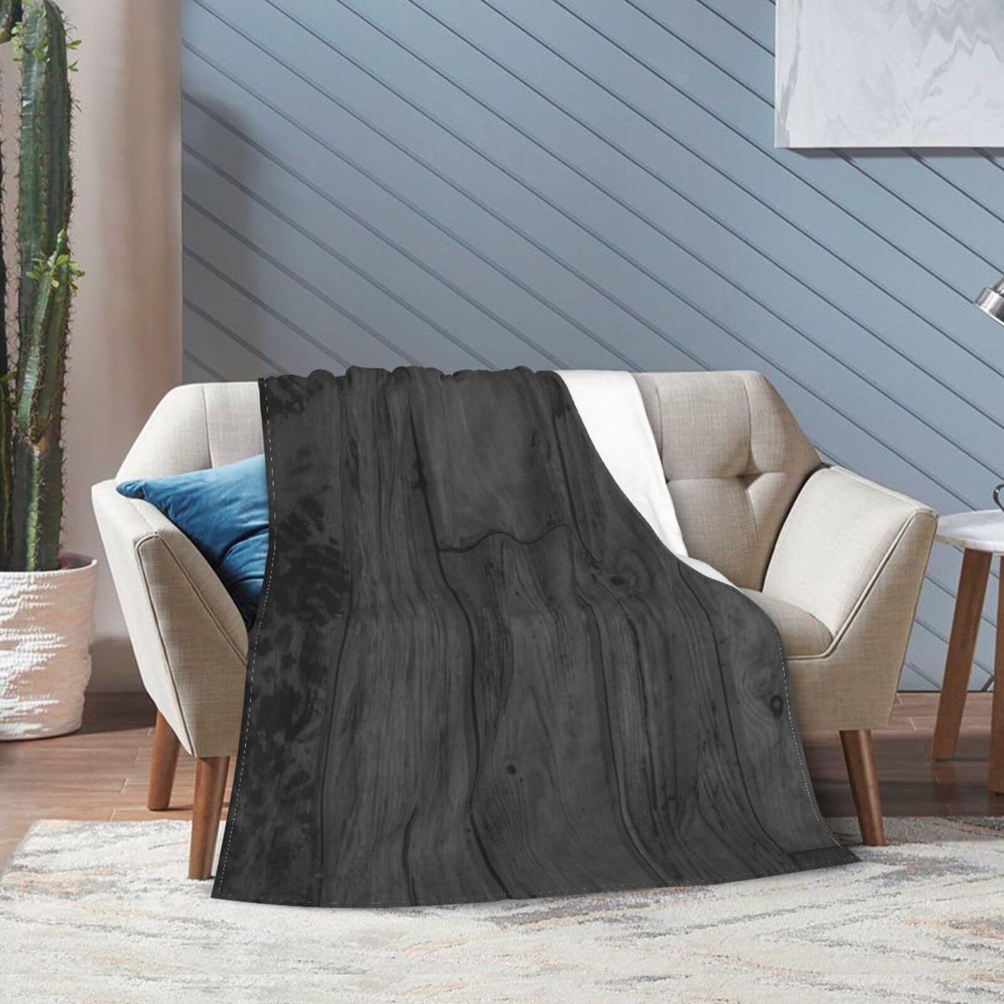 50"X40" Dark Wooden Floorboards Texture Soft Flannel Blanket - Lightweight and Quick Drying, Used for Home, Travel, Camping
