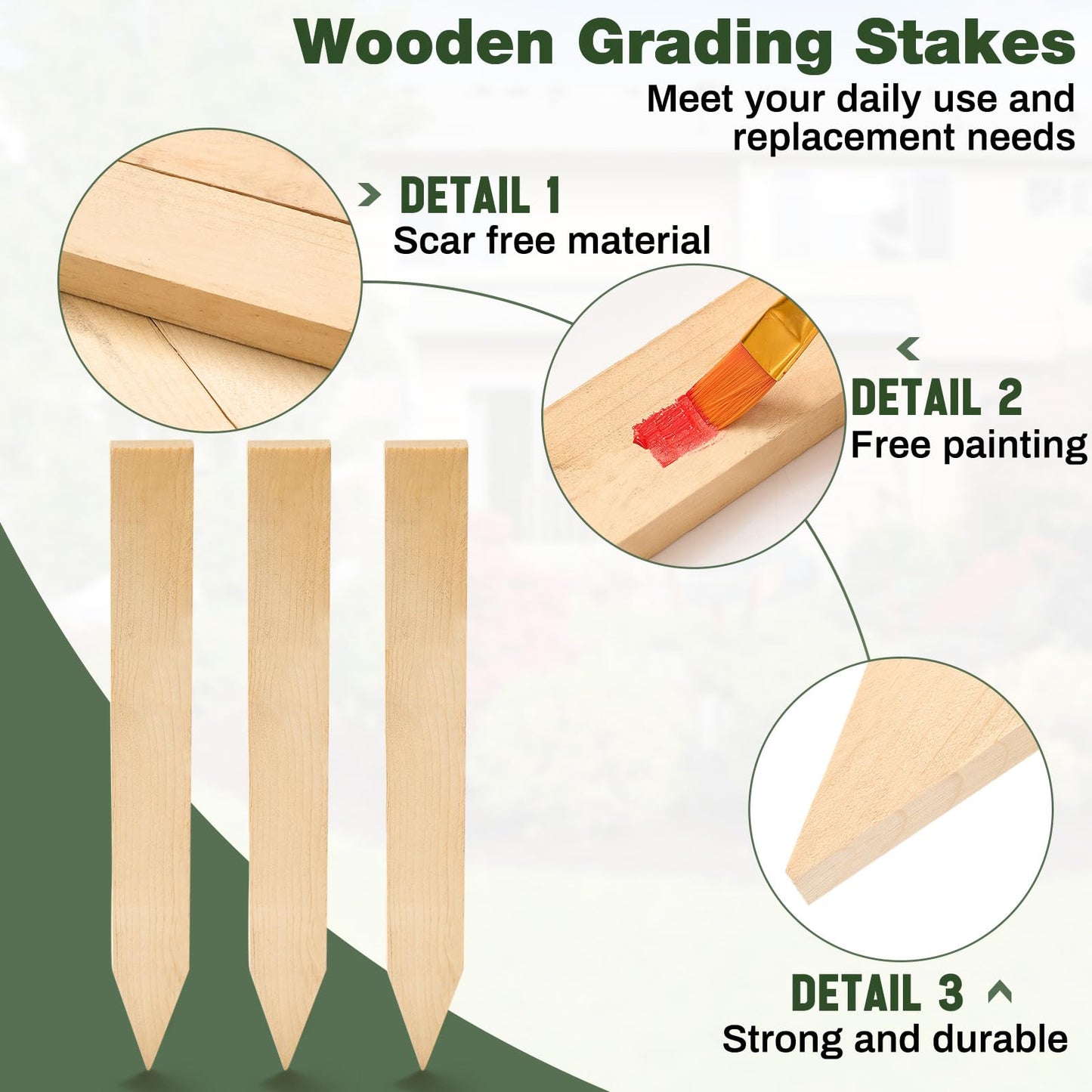Colingmill 20 Pieces Wooden Garden Stakes 12 Inch Grade and Survey Stakes Wooden Garden and Sign Posts for Plant Support Silt Fence Yard Farm Survey Boundaries Baselines