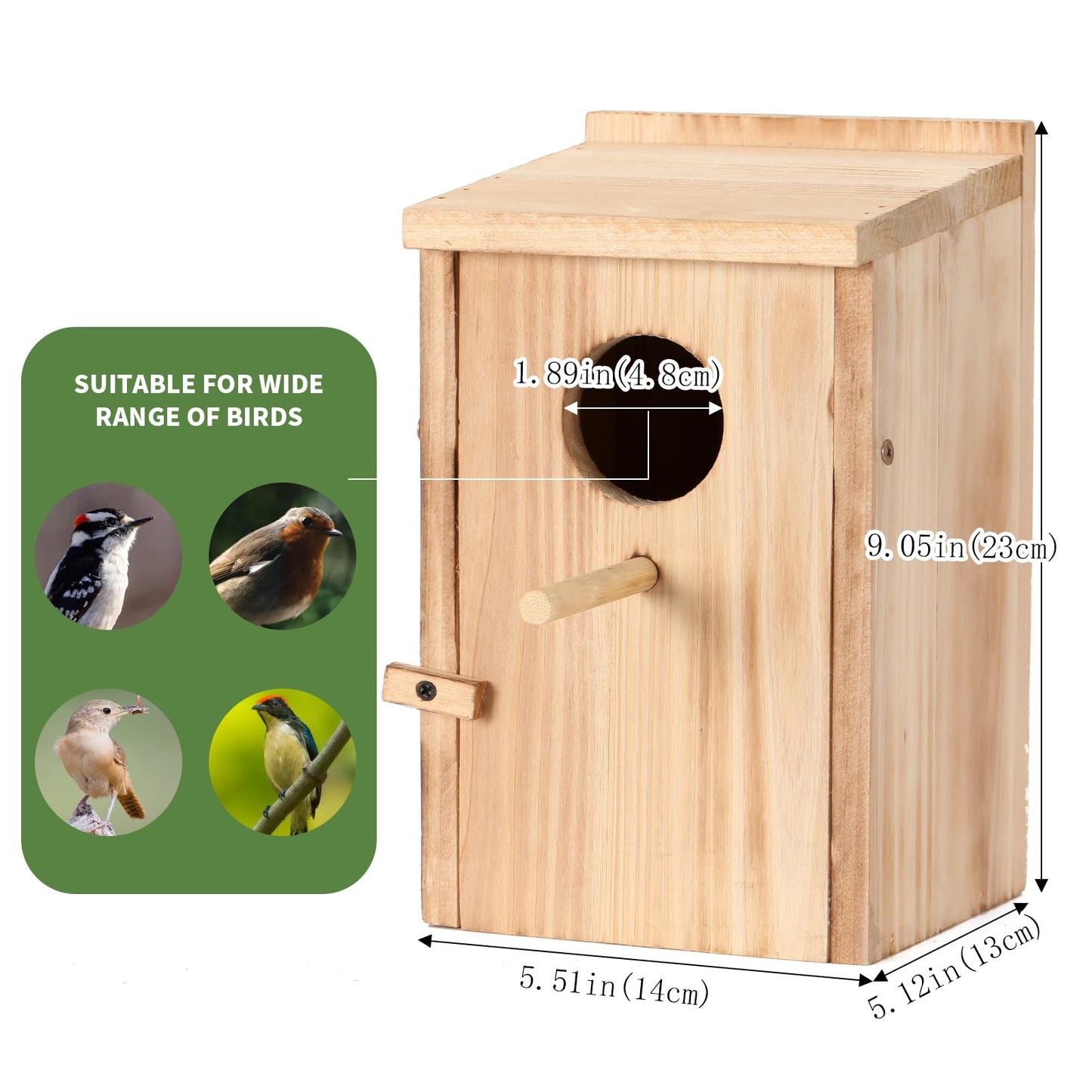 2 Pack Bird Houses for Outside, Wooden Birdhouse Kit with Front Clean-Out Door, Solid Wood Outdoor Nesting Box for Backyard Birdwatching