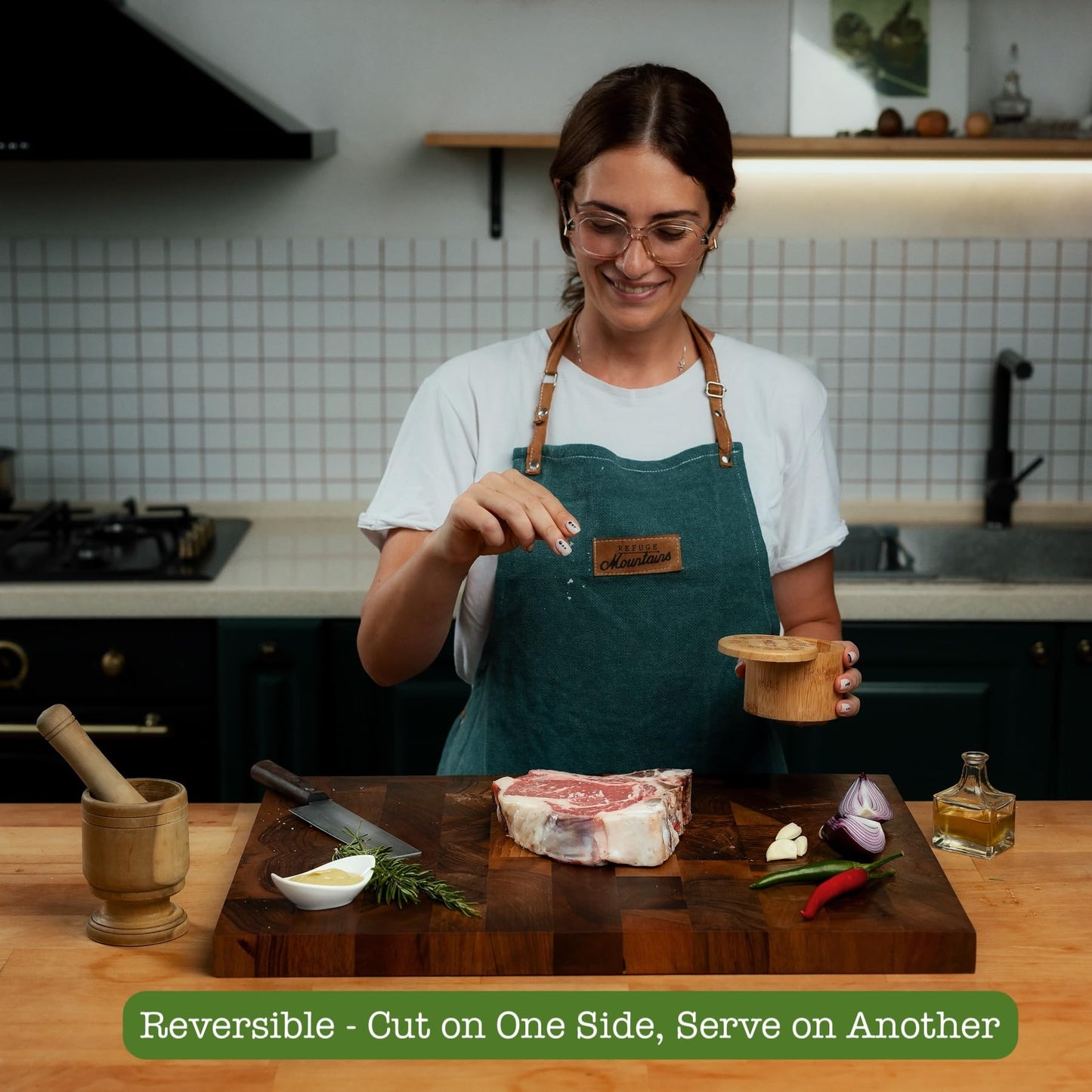 Walnut Butcher Block Cutting Board – Non Toxic, Solid Wood Cutting Board with Juice Groove - Wooden Charcuterie Boards for Serving Food - Wooden Chopping Board Set – Premium Dark Hardwood