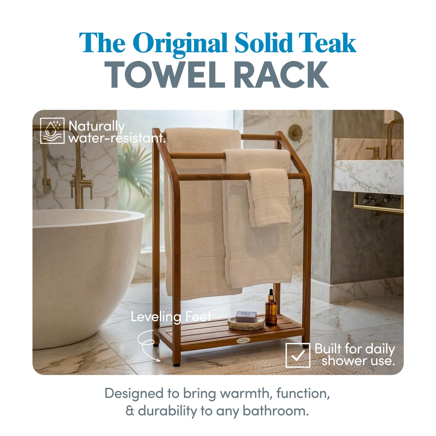 The Original Sula Versatile Teak Towel Rack