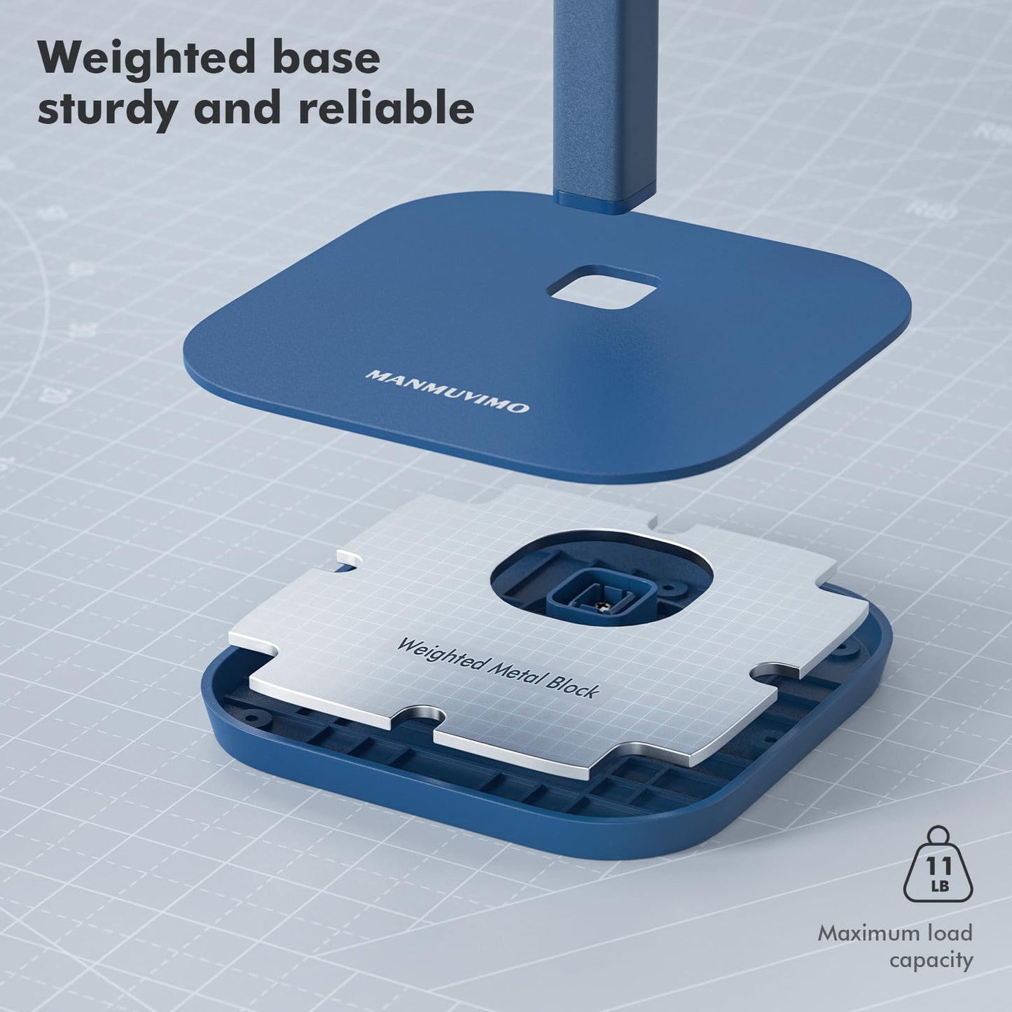 MANMUVIMO Headphone Stand, Desktop Headset Holder Heavy Base Desk Earphone Stand Aluminum Gaming Headset Hanger Rack for AirPods Max, AirPods, AirPods Pro, Sony, Beats, Bose, Razer and More(Blue)