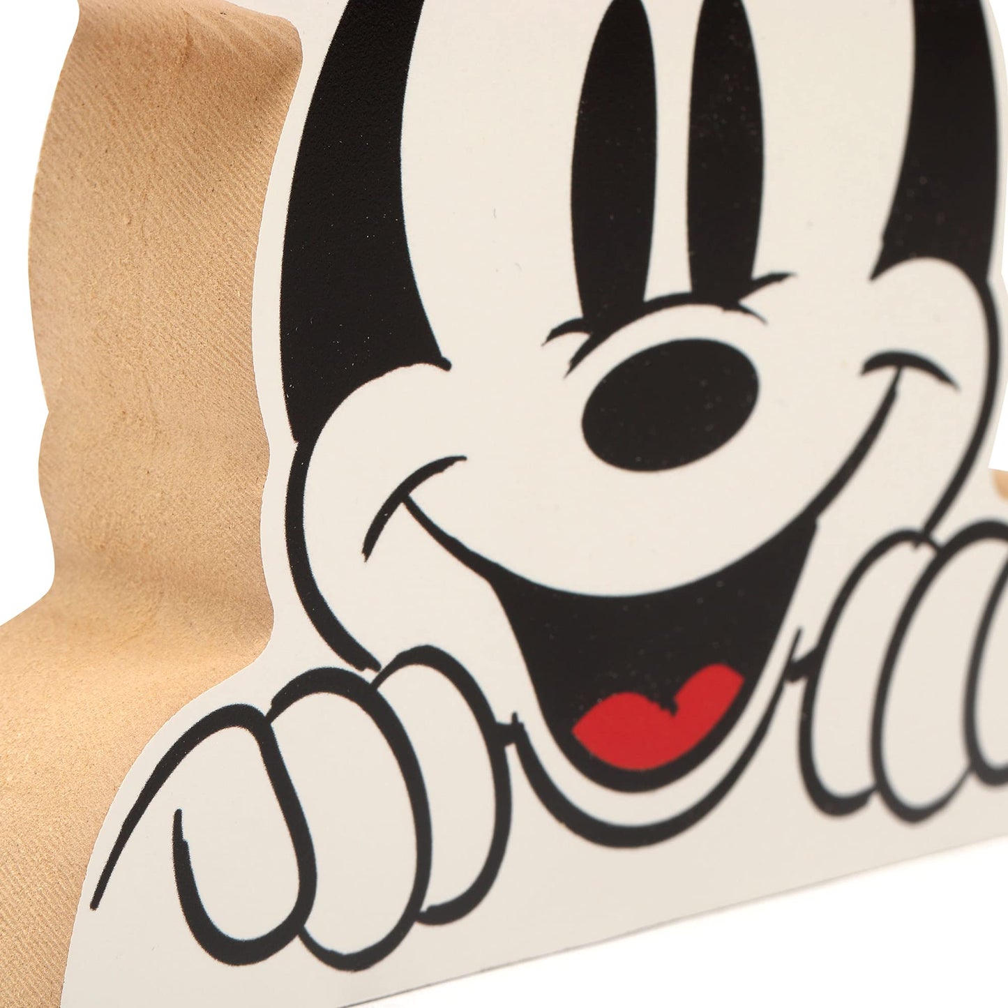 Disney Mickey Mouse Head Shelf Sitter Decor - Chunky Wood Block Cutout for Kids' Bedroom, Play Room or Office
