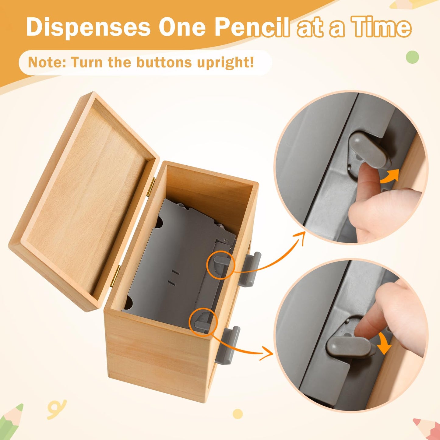 Aigybobo Pencil Dispenser for Classroom, Wooden Pencil Holder for Desk, Teacher Must Haves for Organization and Storage, Pencils Straw Dispenser for Classroom Office Kitchen Restaurant