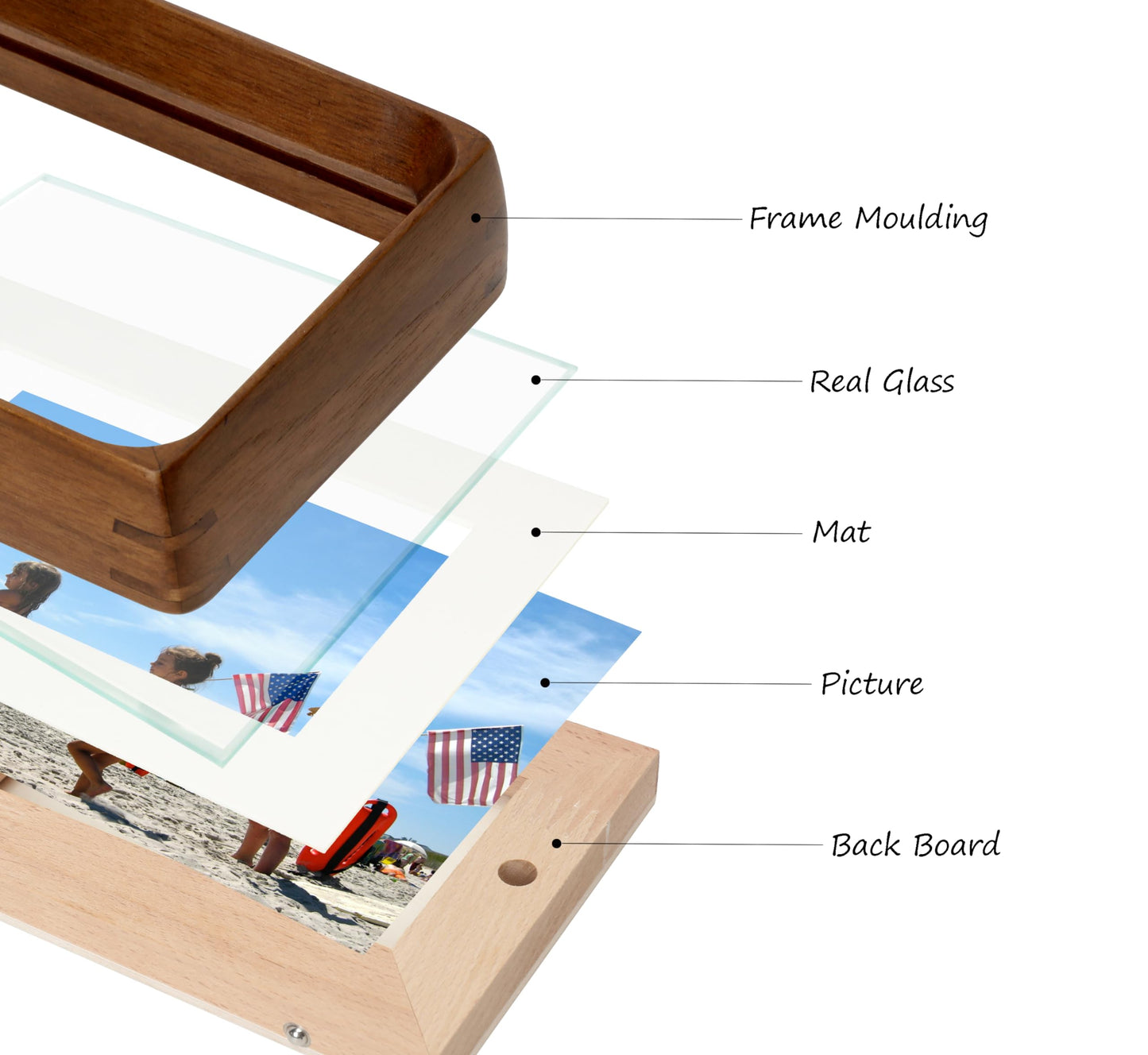 XKIILH 11x14 Picture Frames Walnut Solid Wood with Real Glass Vertical Horizontal Standing Display Photos 5x7/8x10 with Mat or 11x14 Without Mat Lovely Gift for Desk Tabletop Wall Mount H14