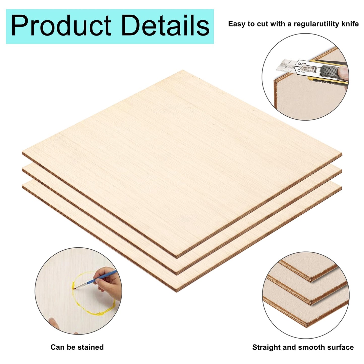 12 Pack Basswood Sheets 12x12 x 1/10 Inch Thin Plywood Balsa Wood Sheets Unfinished Wood Squares Boards Balsa Wood Sheets for Crafts Laser Cutting Wood Burning and Drawing (12 x 12 inch)