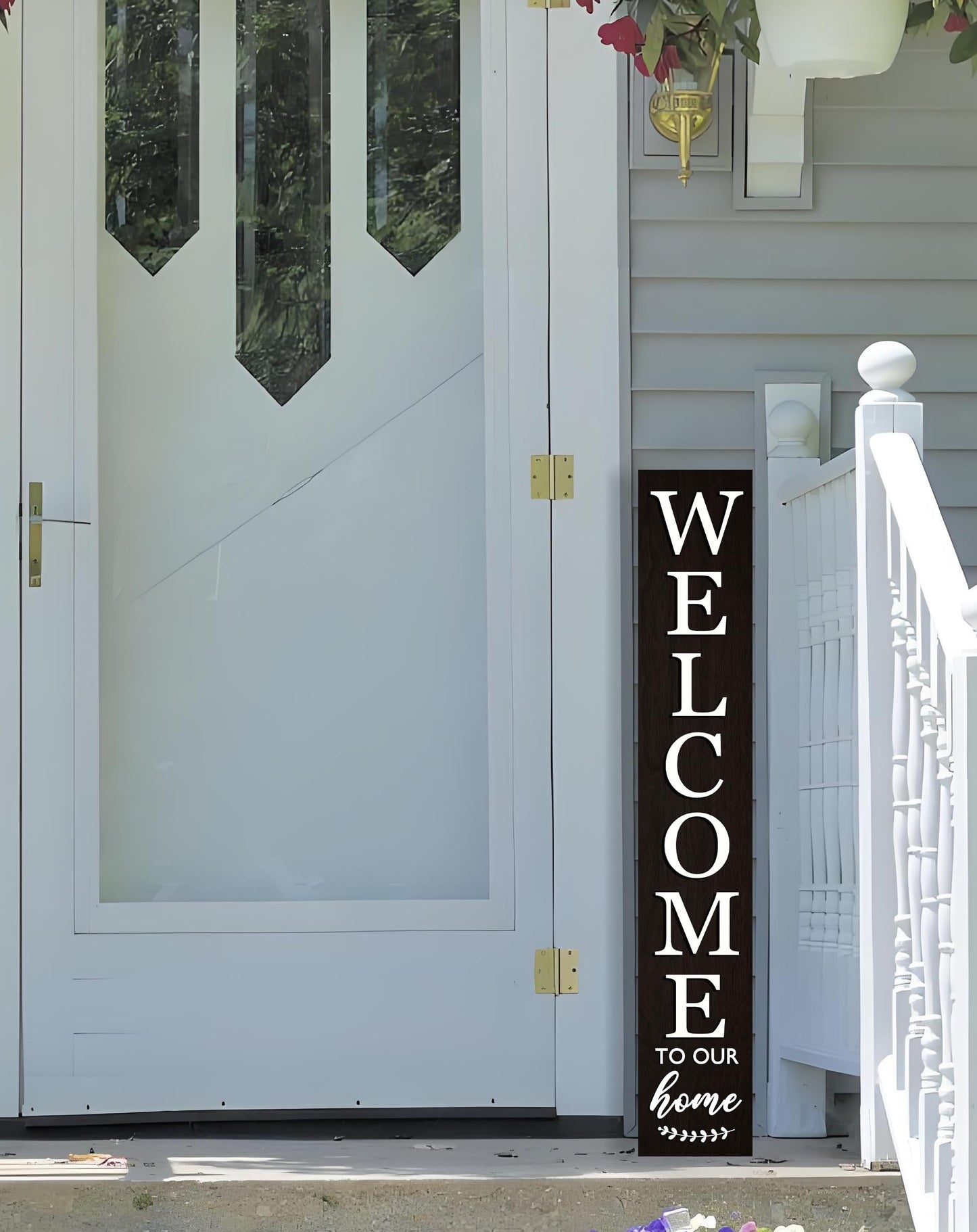 Vertical Wood Welcome Sign for Front Porch Vertical Decorative Sign Front Door Outdoor Indoor Welcome Sign 47.2x7.8 Inch Large Farmhouse Style(black)