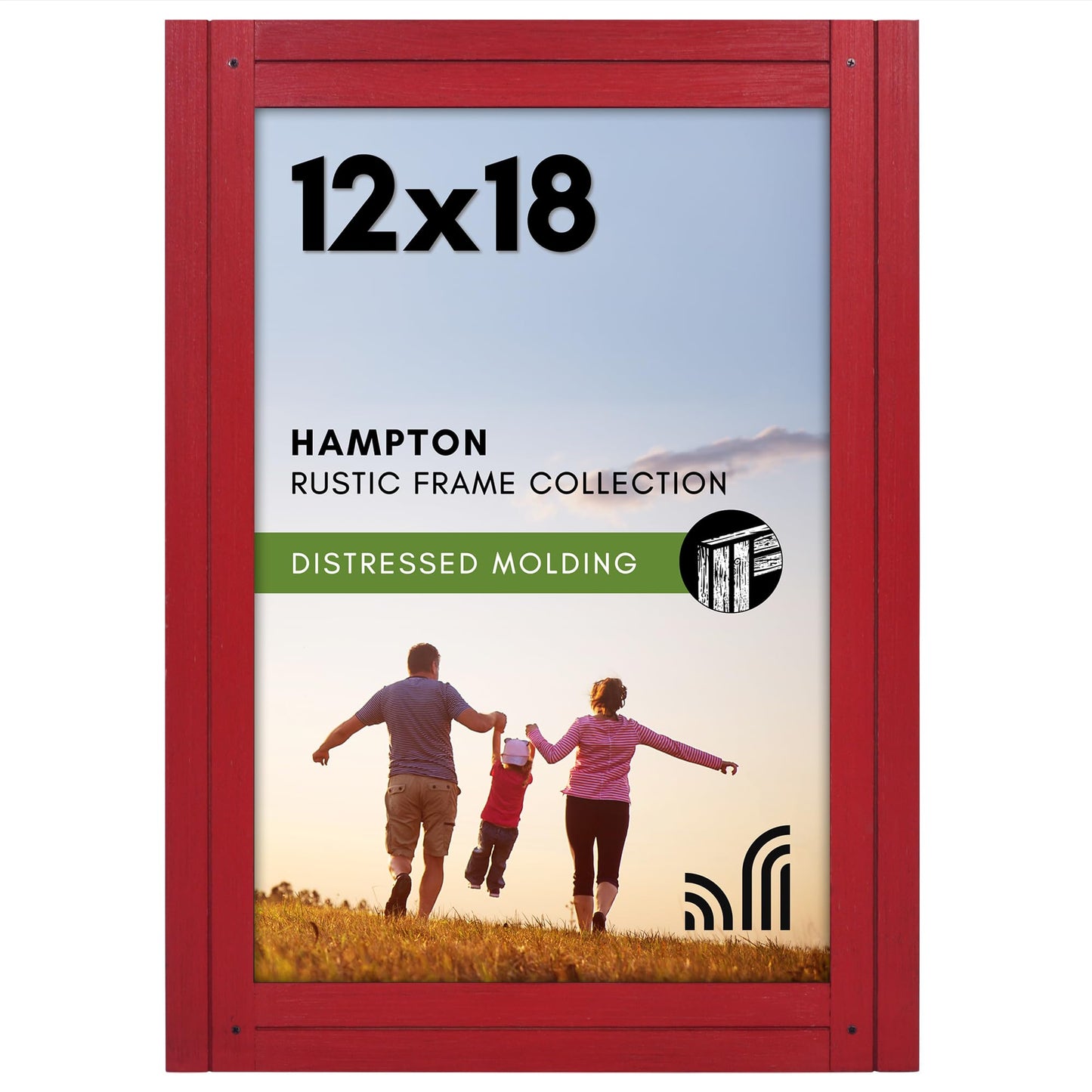 Americanflat 12x18 Poster Frame with Polished Plexiglass - Hampton Collection - Distressed Wood Picture Frames for Wall Display - Red