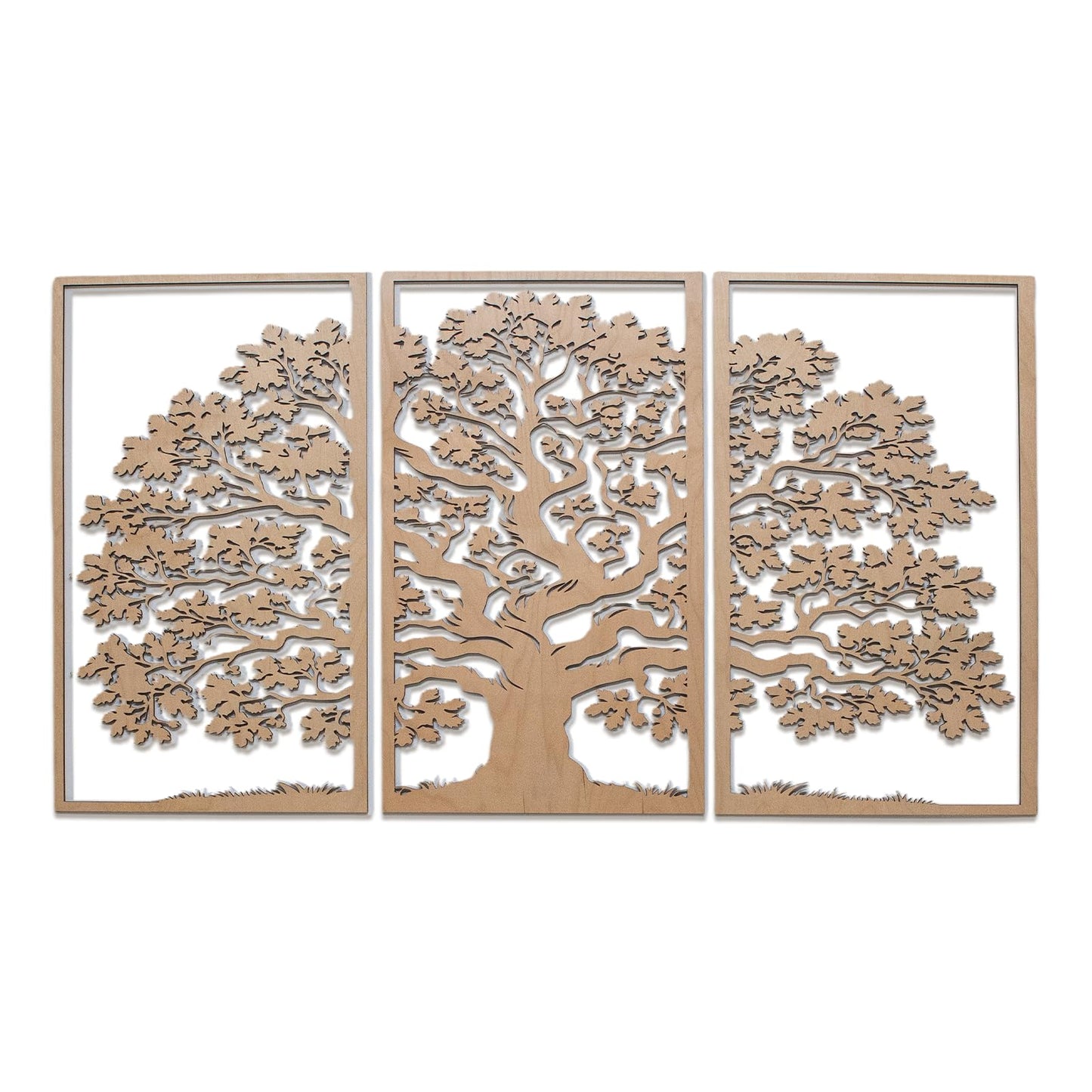 Tree of Life 3-Panel Wooden Wall Art – Baltic Birch Hanging Decor, Rustic Home & Living