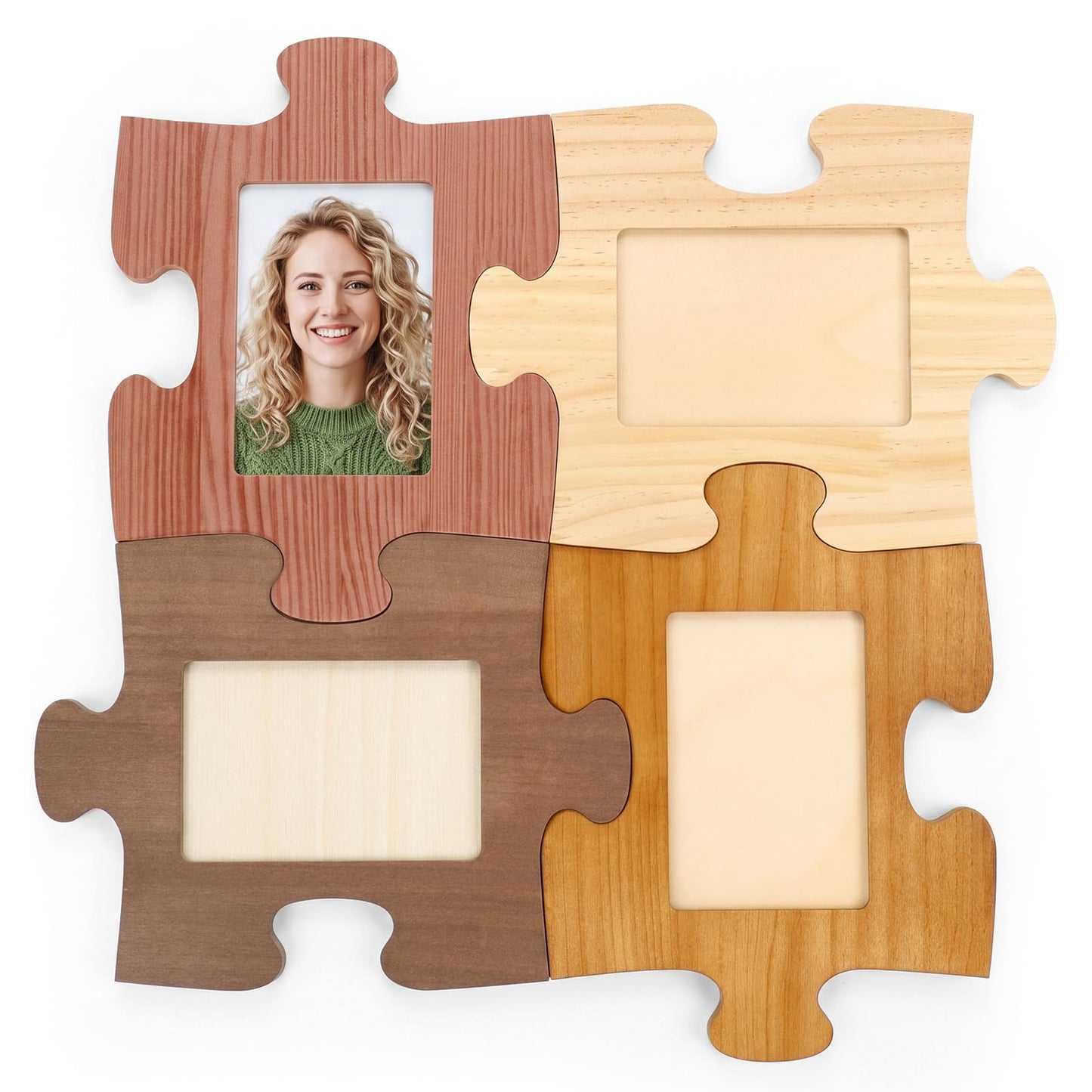 Lineshading 4 Pcs Puzzle Piece Picture Frame Set Hold 4 x 6 Photos My Missing Piece Wooden Frame Puzzle Shape Picture Ornament Home Decor for Thank You Gifts for Mentor Leader Coworkers Friend