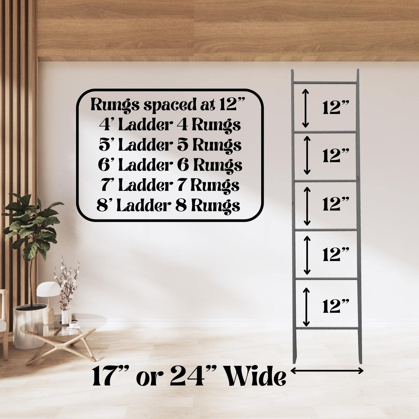 Decorative Blanket Ladder- 4FT 5FT 6FT 7FT and 8FT Quilt Ladder Rack Painted White, Blue or Red