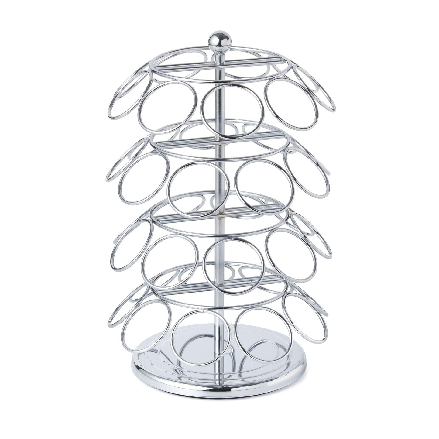 Nifty K Cup Holder – Compatible with K-Cups, Coffee Pod Carousel | 36 K Cup Holder, Spins 360-Degrees, Lazy Susan Platform, Modern Chrome Design, Home or Office Kitchen Counter Organizer