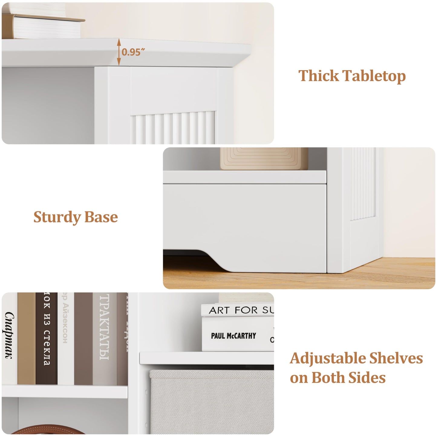 METOTI 12 Cube Storage Organizer Shelf, Wood Cubby Storage with 6 Fabric Drawers, 3 Tier Wooden Bookshelf with 2 Adjustable Shelves & Fluted Side Panels for Bedroom, Living Room, Home Office, Whtie