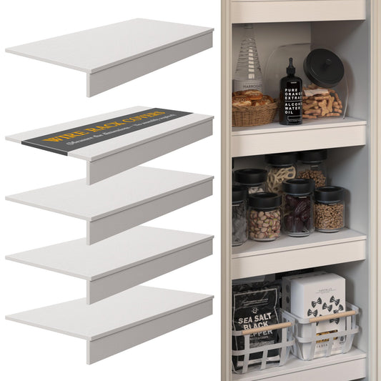 Drconox Wire Shelf Covers, 5Pcs 36"x16"Shelf Covers for Wire Shelving, 0.39 Inch Thick (Not Wood), Moisture Resistant Wires Rack Cover with No Installation for Pantry, Closet, Kitchen (White)